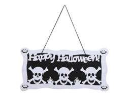 Ats cartel de Halloween Con Impresión Clara Banner Rectangular Feliz Halloween para Dormitorio Bar Jardín Calavera G 8029