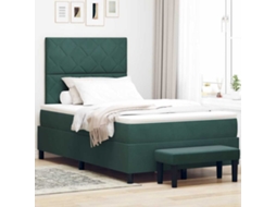 Vidaxl Cama Box Com Almofada Verde-escuro 200 X 120 Cm Veludo
