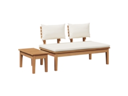 Conjunto 2 Conjunto Para Exterior Vidaxl Creme Madeira De Teca Maciça (60 X 27,5 X 30cm)