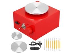 Roda De Oleiro, Design Mini Elétrico, Funcionalidade De Velocidade Ajustável, Vermelho