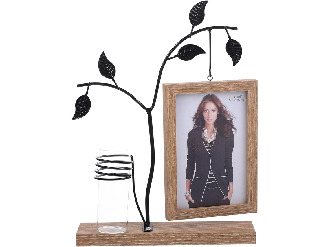 Porta Retratos Ferro Iluminado Dupla Hidroponia Decoração Moderna Criativa Plantas Fotos Presente Decorativo GOKOCO