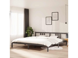Vidaxl Estrutura De Cama 200x200 Cm Madeira Maciça Cinzento