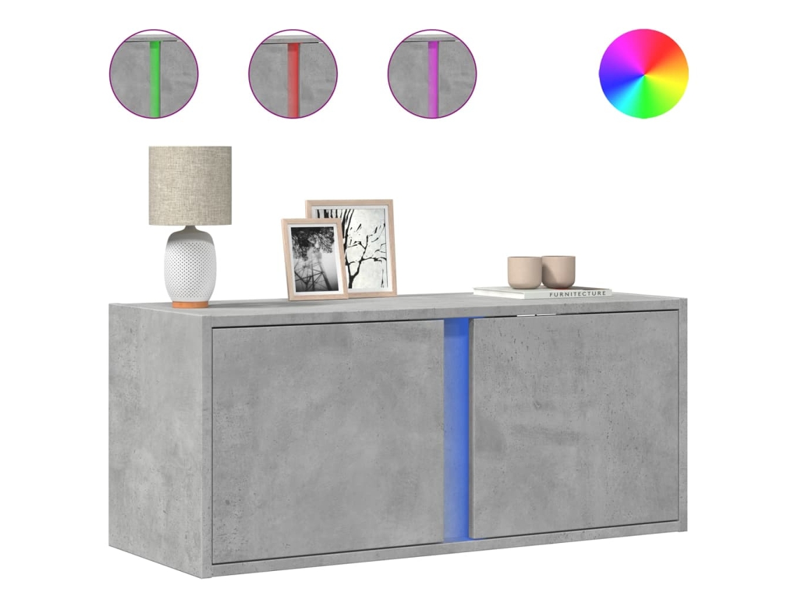 Móvel de Parede P/ Tv com Luzes Led Cinzento Cimento MAISON EXCLUSIVE (80x31x35 cm)