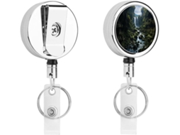 Porta Crachá Retrátil Em Formato De Cascata, Moderno E Durável, Em Metal, Com Cordão De Nylon De 68cm, Ideal Para