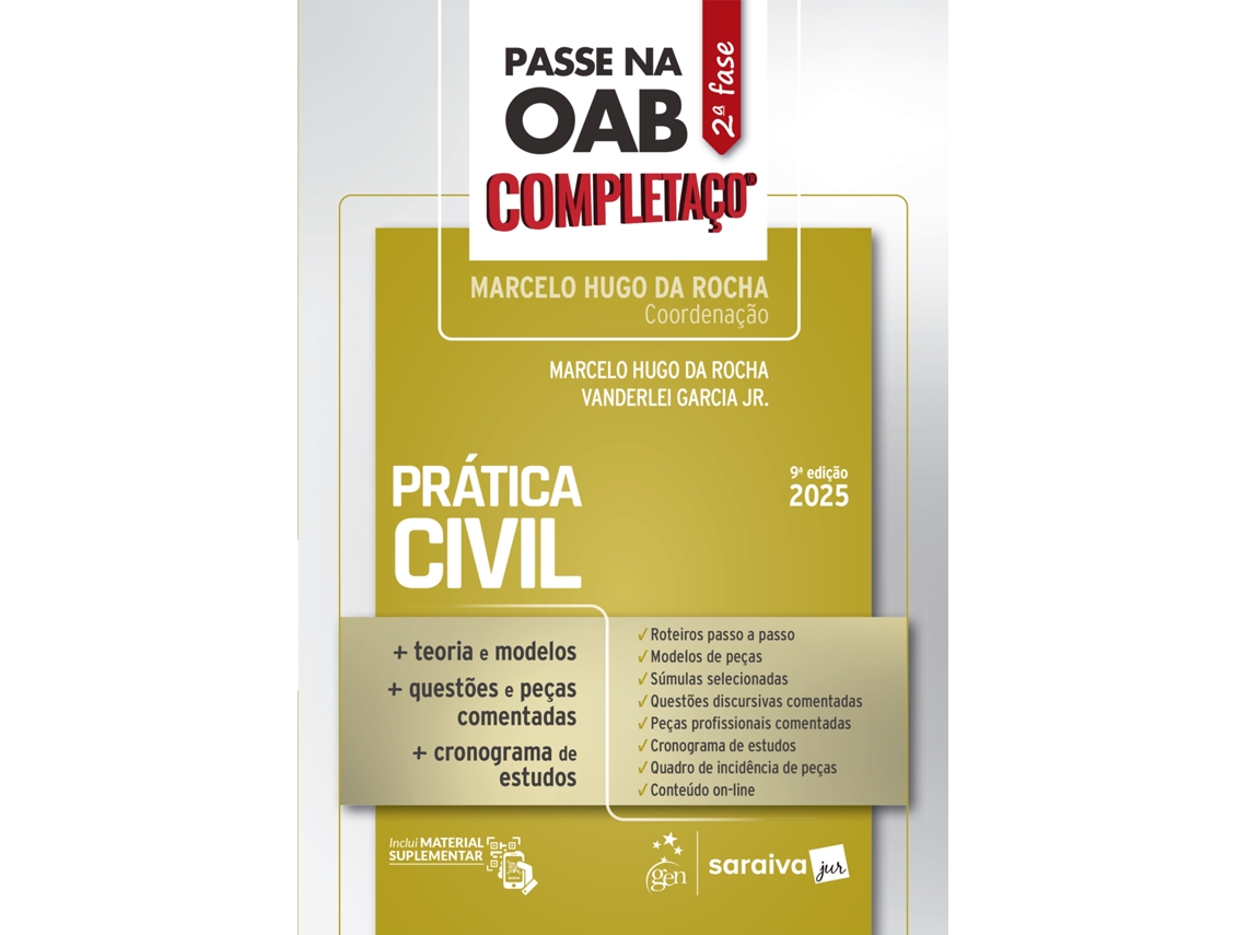 Livro Passe Na Oab 2 Fase - Completaço - Prática Civil - 9 Edição 2025 De Marcelo Hugo Da Rocha (português Do Brasil)