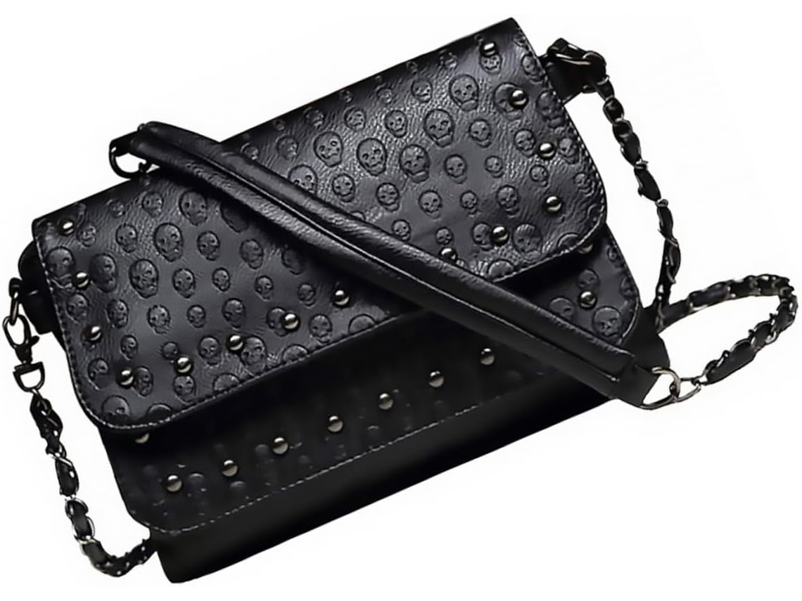 Bolsa De Ombro Feminina Preta Com Estampa, Ideal Para Compras E Viagens.