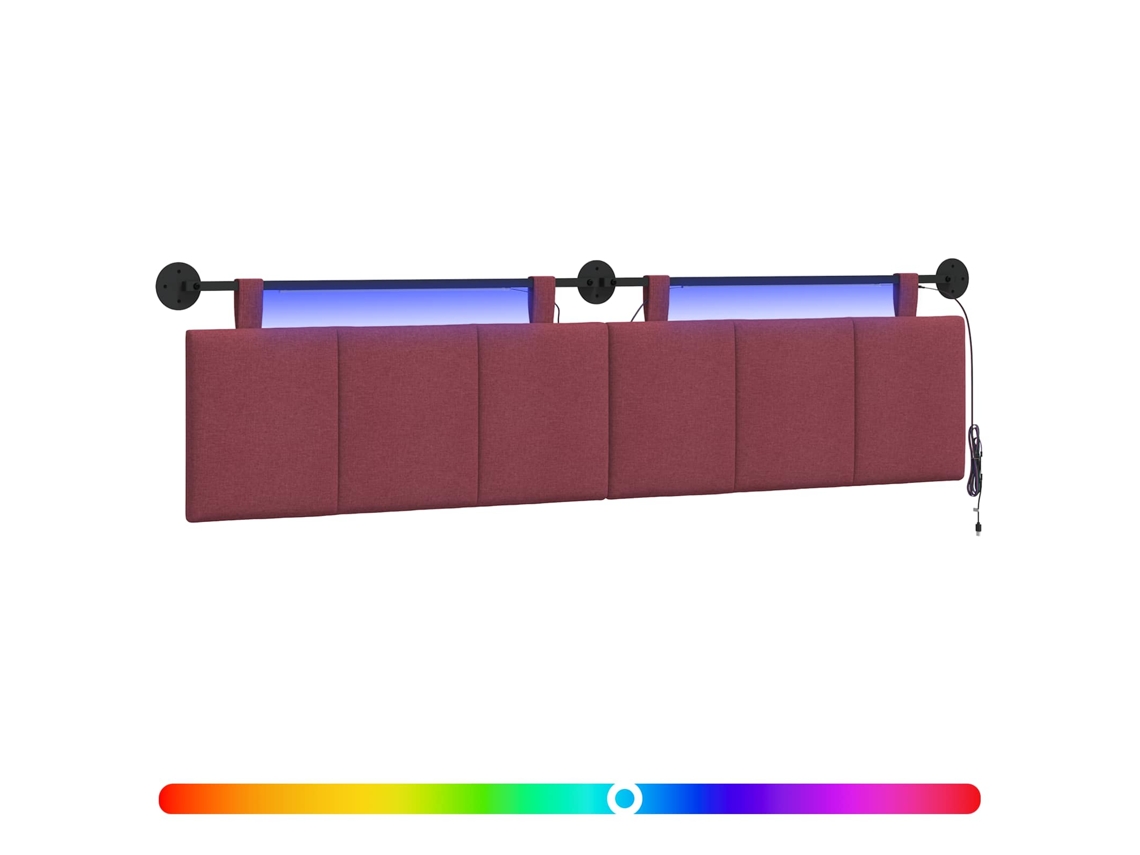 Conjunto 1 Cabeceira Suspensa Vidaxl Vermelho Veludo (210 X 55 X 5 Cm)