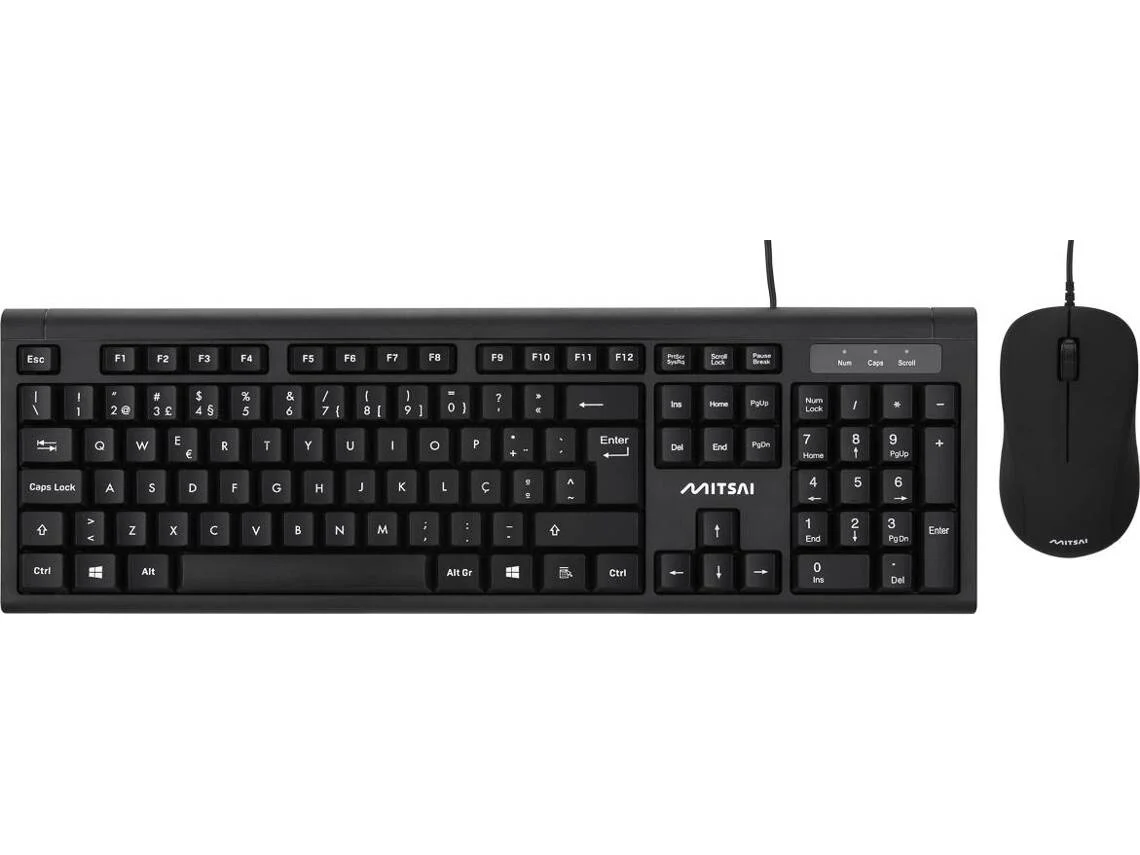 Teclado + Rato MITSAI C211 (Com Fio - 1600 dpi - Ótico - Teclado Numérico)