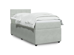 Vidaxl Cama Com Molas/colchão 90x200 Cm Veludo Cinza-claro