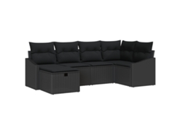 Conjunto 7 Conjunto De Sofás Para Exterior Vidaxl Preto Vime Pe (233,5 X 123,5 X 85 Cm)