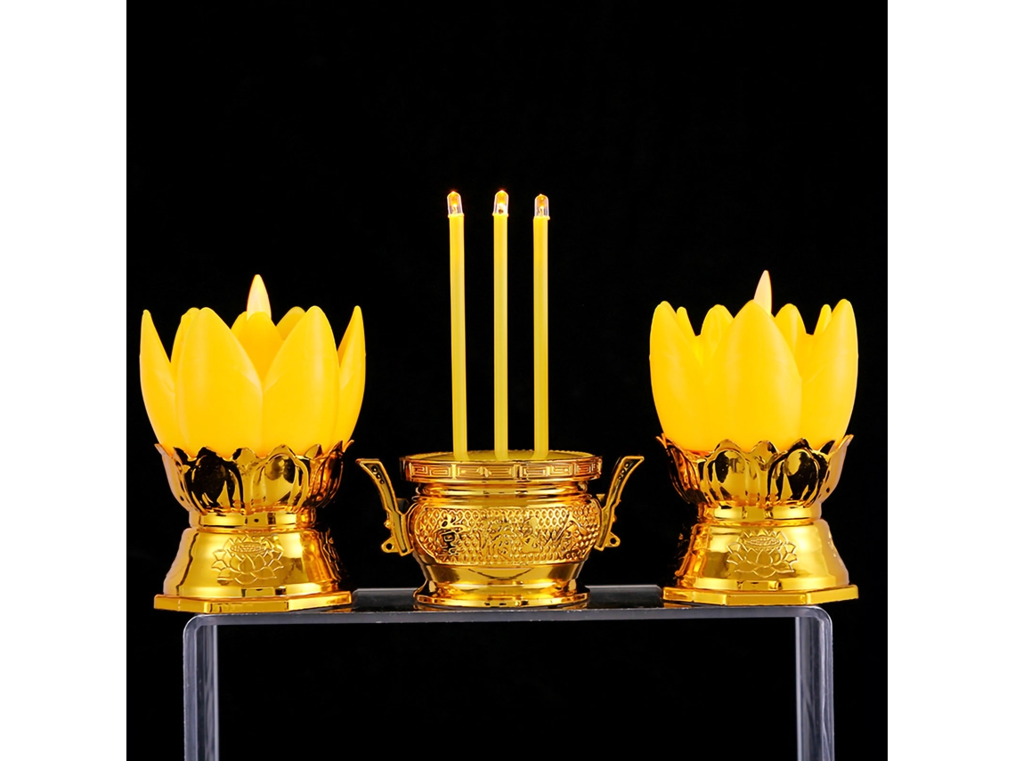 Rebe-soporte De Vela Simulada De Loto Led, Lâmpada Elétrica Luminosa, Cor Amarela