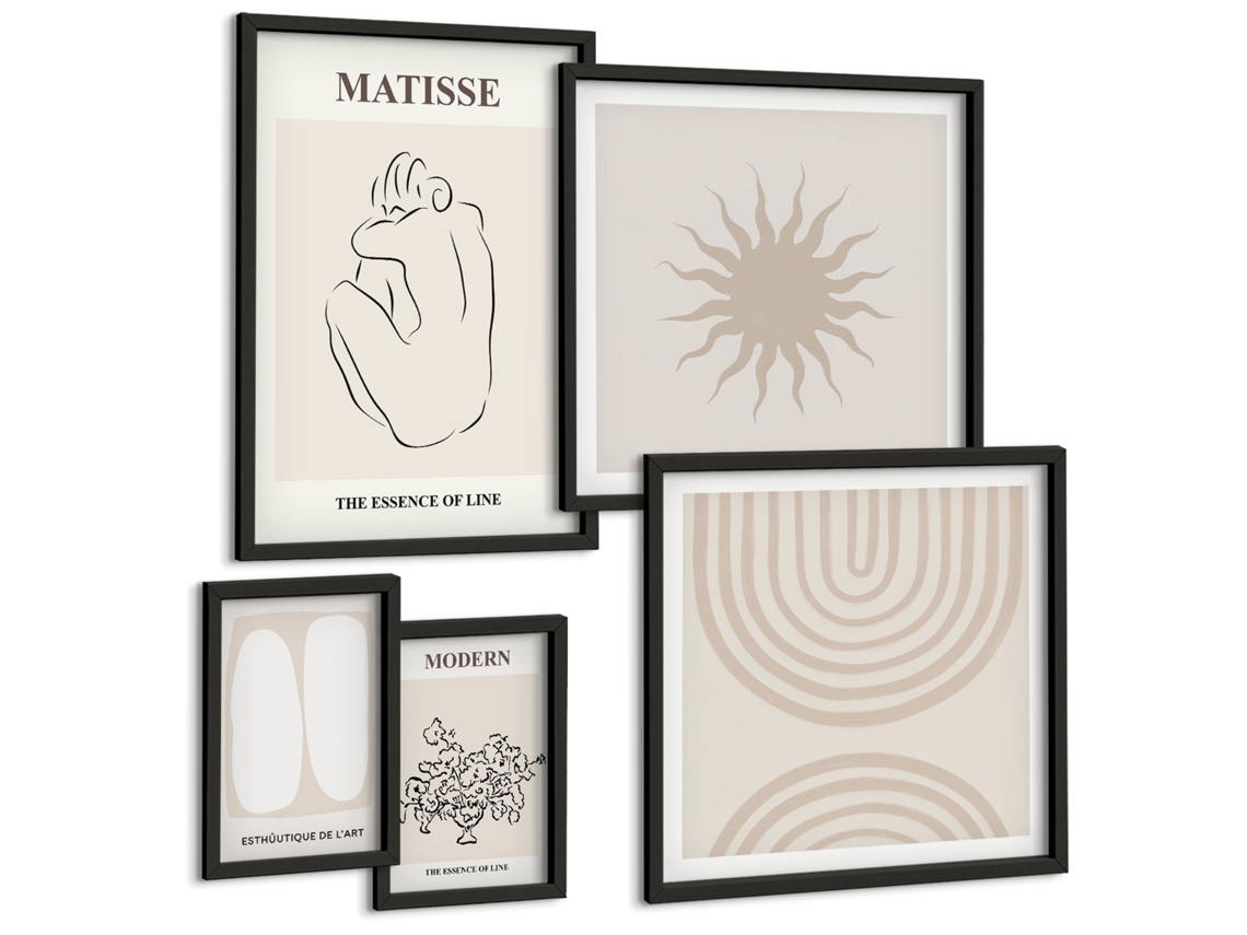 Quadros Decorativos Para Parede Família Arte Linear Buquês De Rosas Moldura Preta Fotos Para O Escritório Espelharte (conjunto De 5 Imagens)