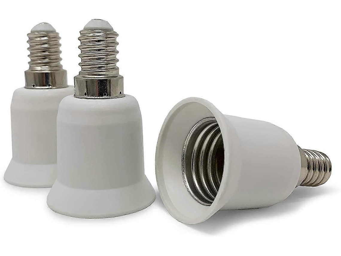 Pacote Com 3 Adaptadores De Base De Lâmpada Led - Branco - Base E14 Para E27