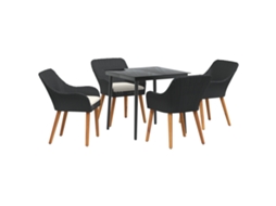 Conjunto 5 Conjunto De Jantar Para Jardim Vidaxl Preto Vime Pe (80 X 80 X 74 Cm)