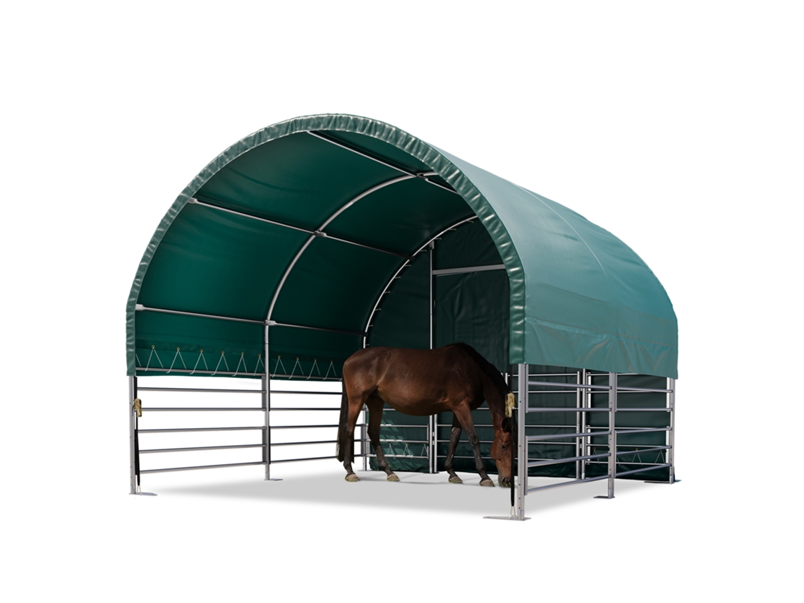 Tenda Para Gado 4x4 M Lona Extremamente Resistente Pvc 2300n Aberta Na Frente Para Pisos De Betão Toolport