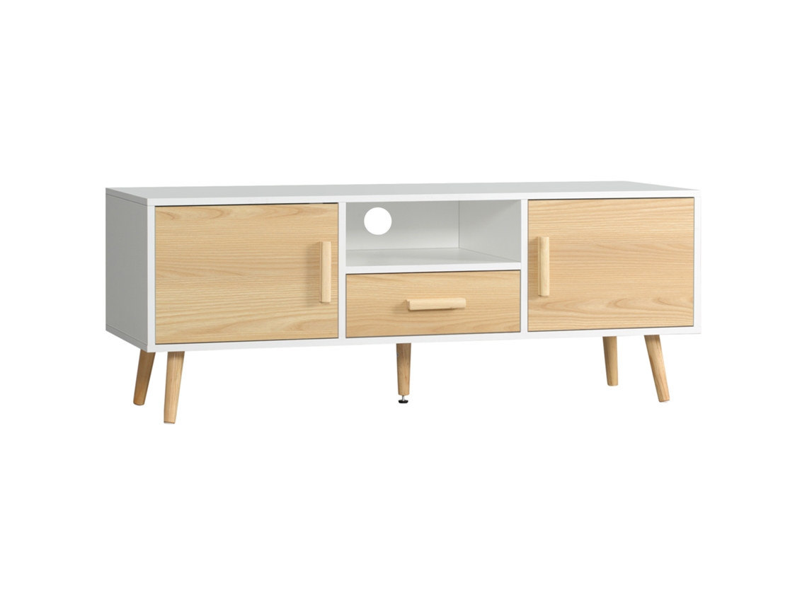 Móvel para TV Estilo Escandinavo, até 46 polegadas, com 1 Gaveta, 2 Armários, 1 Nicho, 120x37x45,5cm BTFORUS