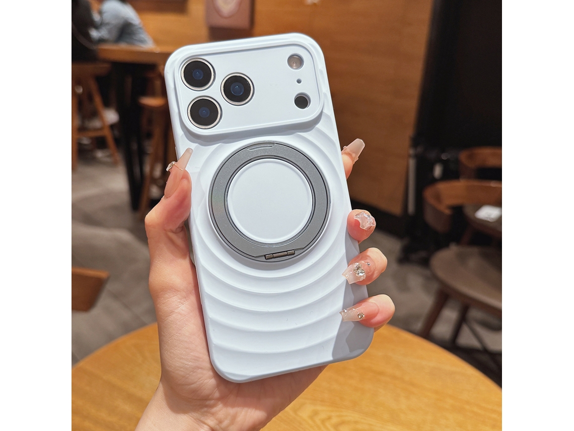Capa Flexível Para Iphone 18 Pro Max, Resistente A Quedas, Textura Ondulada E Anel Magnético De Suporte