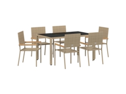 Maison Exclusive - Conjunto De Jantar Para Jardim 7 Pcs Bege Vime Pe