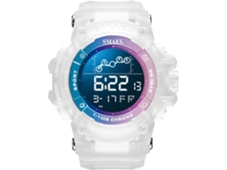 Lurelia Relógio Digital Desportivo, Led, Cronómetro, Alarme, Data/calendário, Luminoso, Pele, Tpu, Resistente À Água 50m, Azul, Branco