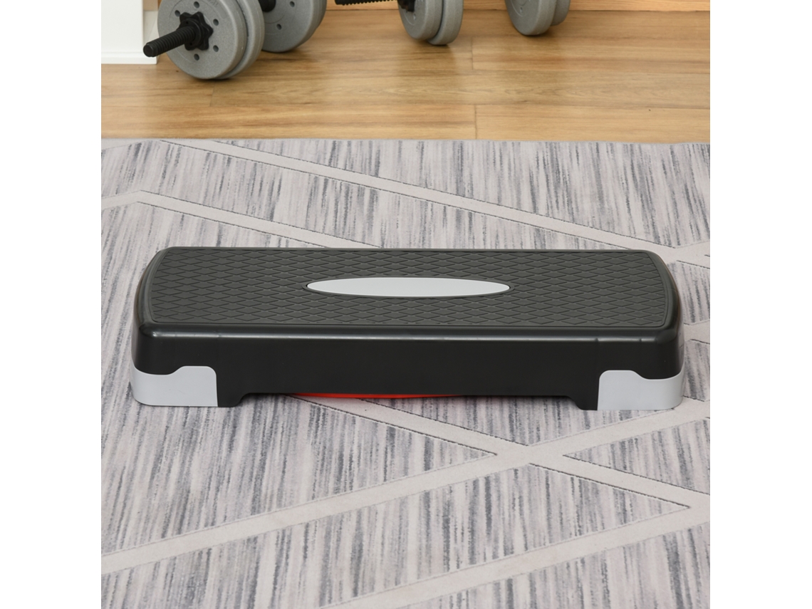 Step Fitness Ajustável de 10 a 15cm, Antiderrapante, 68x29cm, Preto e Vermelho | S/MARCA
