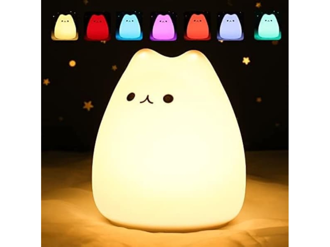 Luminária Noturna Gato, Luminária Noturna Portátil, Luminária Noturna Kawaii de Silicone BRILVIBERA