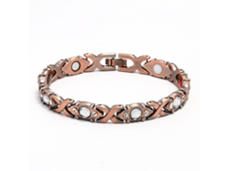 Pulseira De Cobre, Bracelete De Terapia Magnética Cravejada De Diamantes (bronze - Branco) Spqment