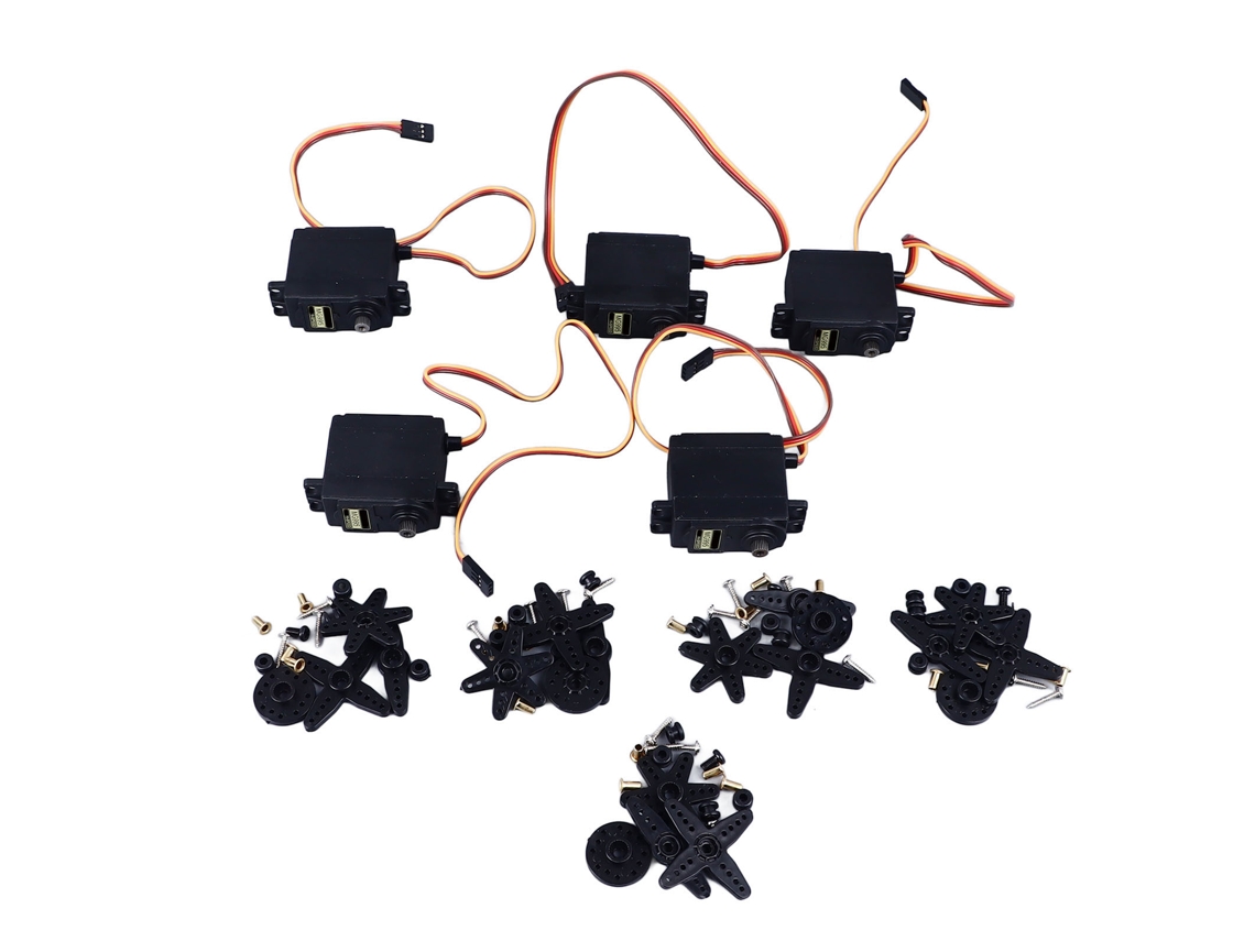 5 Conjuntos Motor Servo 55g com Braços 180° para Robô, Carro, Barco RC
