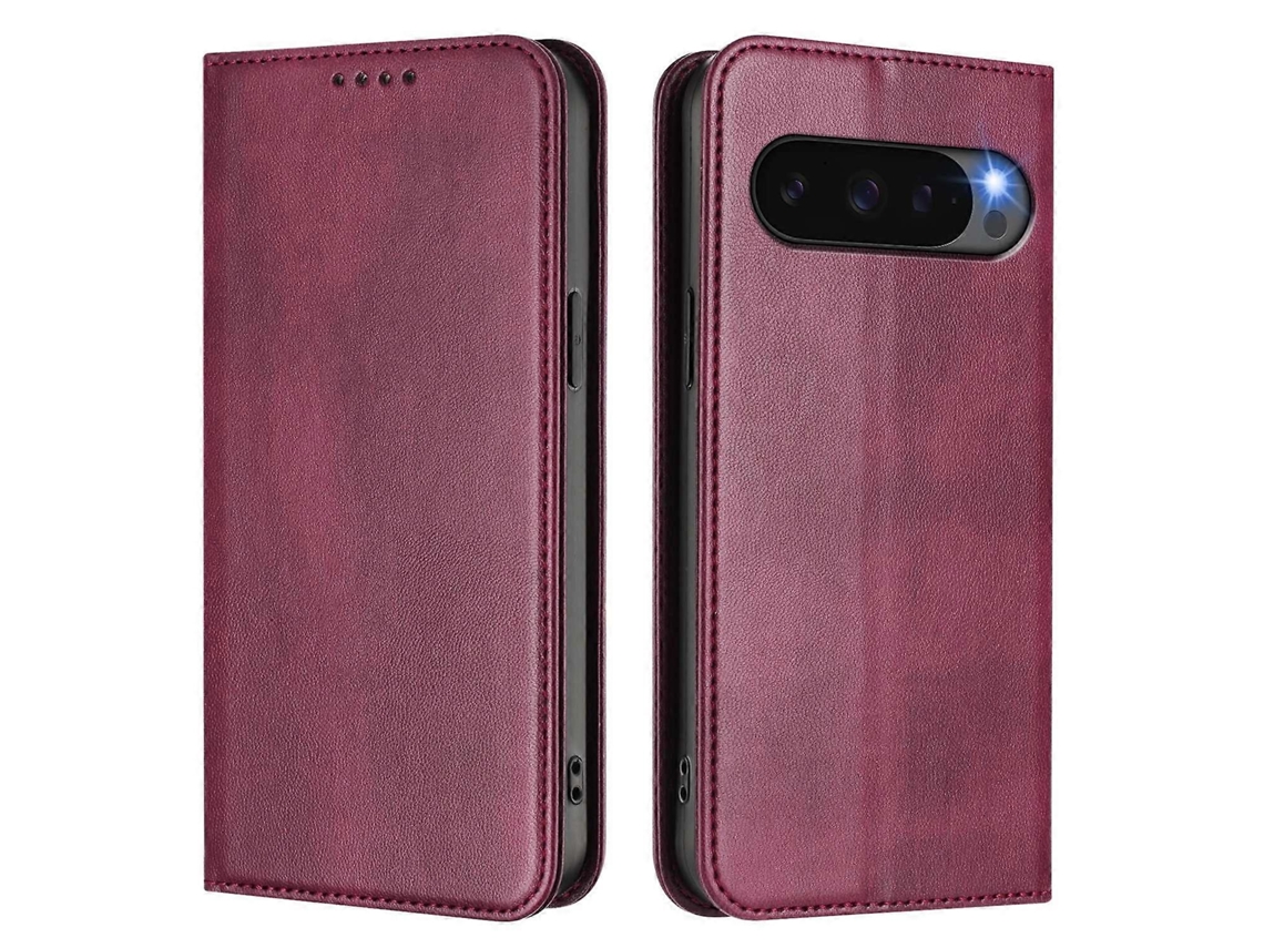 Capa Tipo Carteira Para Google Pixel 9 Com Textura Retrô E Bloqueio Rfid Em Couro