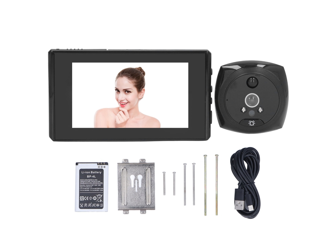 Câmera de Campainha com Visão Noturna Detecção Humana 1080p 4.5 Polegadas 12 Idiomas