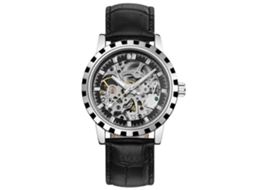 Reloj Mecánico Analógico Para Hombre Dial Redondo Correa Pu Negro