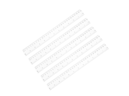 Conjunto de 5 réguas de plástico transparente em centímetros para salas de aula de estudantes