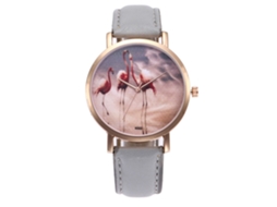 Relógio de pulso para casa e mulheres, relógio de quartzo com pulseira de couro casual cinza.