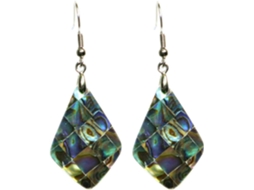 Brincos Pendentes Femininos, Concha De Abalone Natural, Design Angular Original, Joias