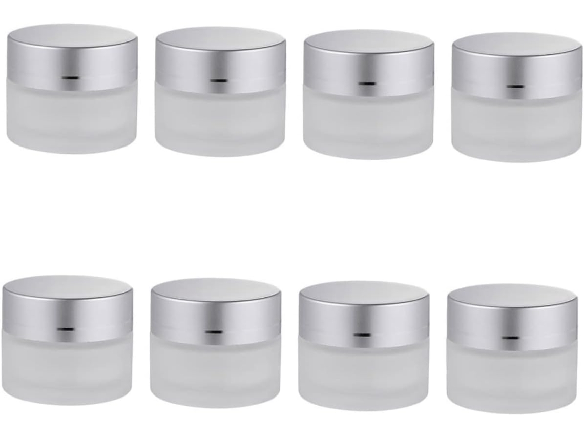 Conjunto De 8 Potes De Vidro Fosco Para Cosméticos, Frasco Pequeno Para Viagem, Recipiente Para Creme E