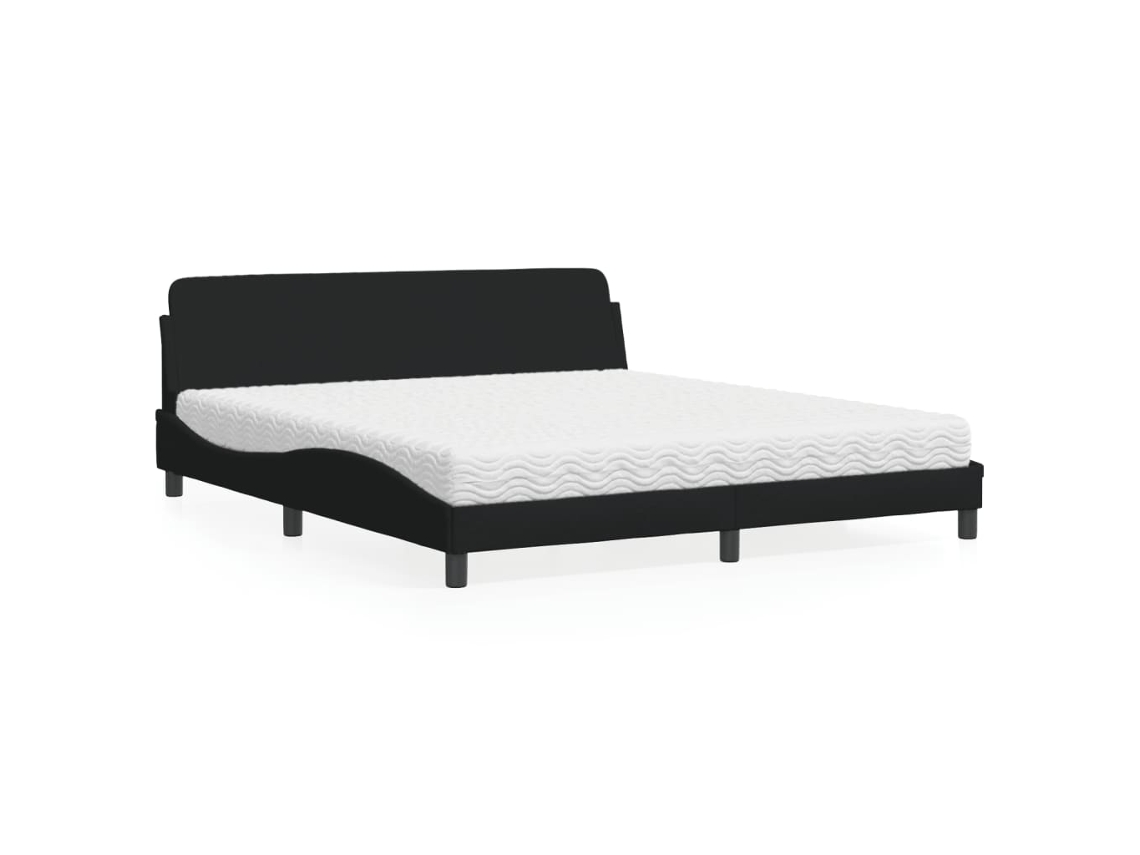 Vidaxl Cama com Colchão Dover 180x200 Cm Tecido Preto