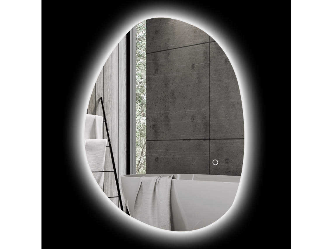 Espelho Assimétrico 70x50cm Led Toque Antiembaçante Prata VELTRIX