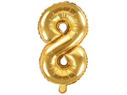 Balão PARTYDECO número 8 Foil 35cm Dourado