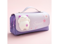 Estojo de Lápis Grande e Fofo, Porta canetas Criativo em Estilo Coreano, Material Escolar para Meninas MDUG (estilo Roxo 2)