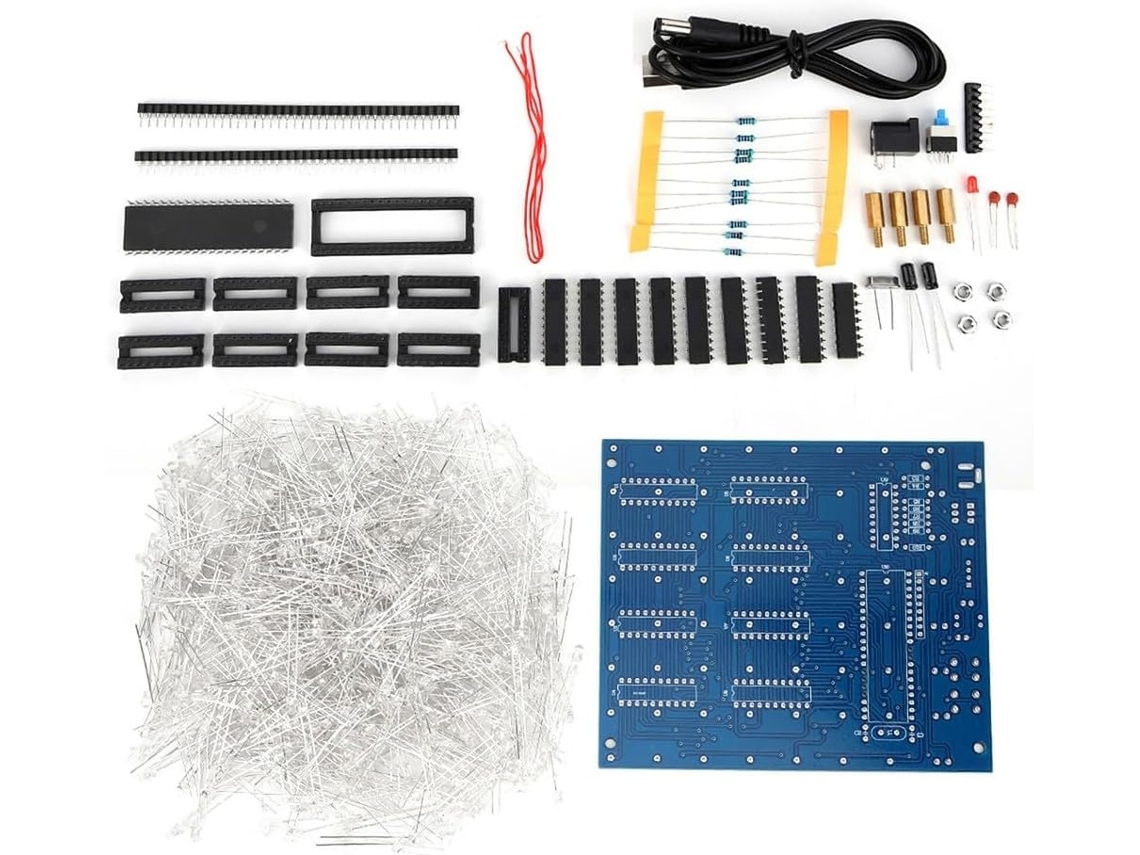 Kit De Led 8x8x8 Para Cubo Mágico - Luz 3d Diy Com Leds Azuis E