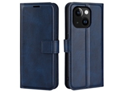 Capa Textura Gémeo Para Iphone 15 Plus Pele Sintética Magnética Azul