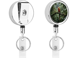Porta Crachá Retrátil Com Clipe, Moderno E Durável, Com Estampa De Papagaio E Cordão De Nylon De 68cm, Ideal Para