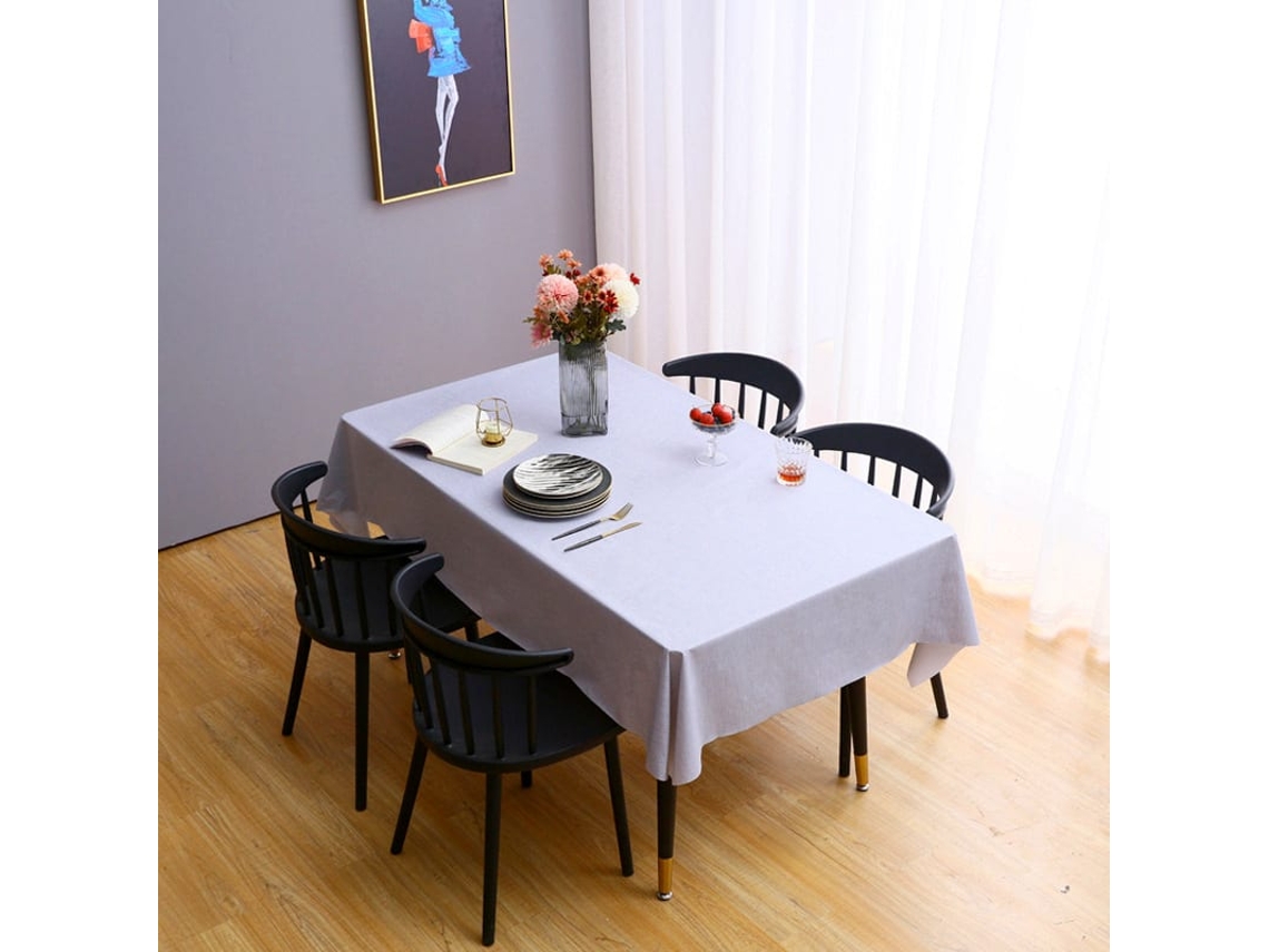 Mantel Retangular De Pvc Monocromático, Resistente À Água E Óleo, 54x108 Polegadas, Para Mesa De Jantar, Festa E Acampamento, Cinza Claro