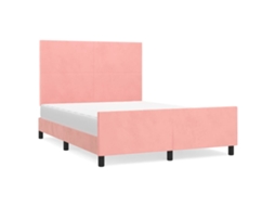 Bed Frame With Headboard, Bed Frames With Headboards Vidaxl Cor-de-rosa Veludo (140 X 190 Cm)