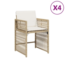 Maison Exclusive - Cadeiras De Jardim Com Almofadões 4 Pcs Vime Pe Bege