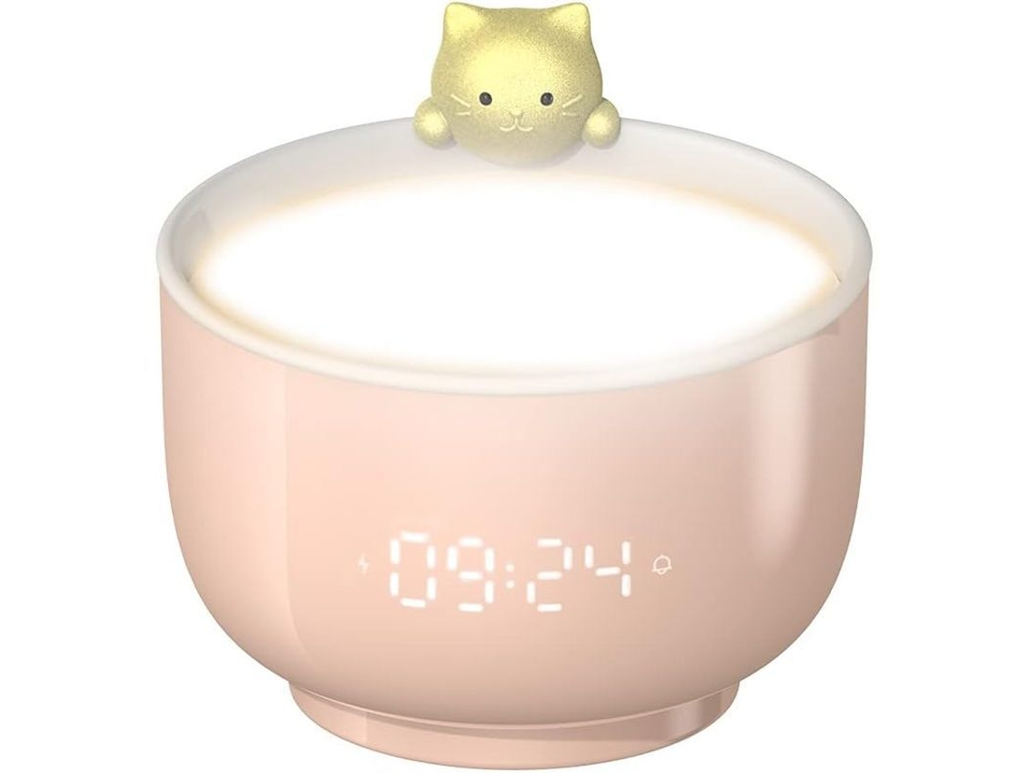 2026-reloj Despertador Para Niñas Gatito Bonito Con Luz Nocturna Led Y Función Snooze Carga Usb Rosa