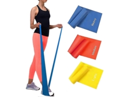 Conjunto de Faixas Elásticas de Resistência 3 Peças 120 X 15 Cm 15 Cm para Reabilitação e Academia AQUAFORGE