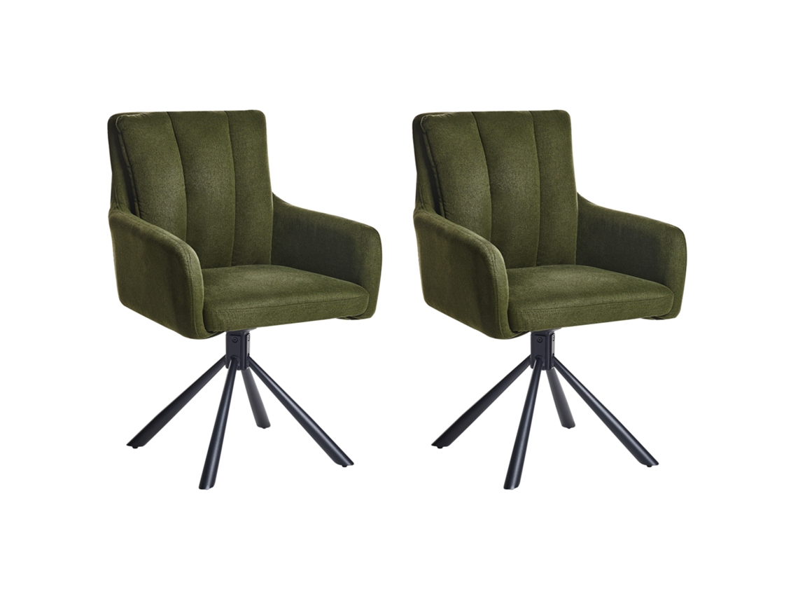 Cadeiras Com Acolchoado Vertical Beliani Sardoal De Tecido Verde Escuro 56x65x86