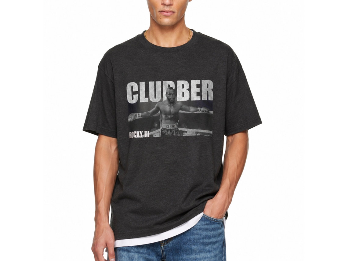 Rockinstone Rocky Movie Clubber Heather Black Adult T-shirt Size:xl