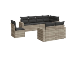 Maison Exclusive - 8 Pcs Conj. Sofás Jardim C/ Almofadões Vime Pe Cinzento-claro