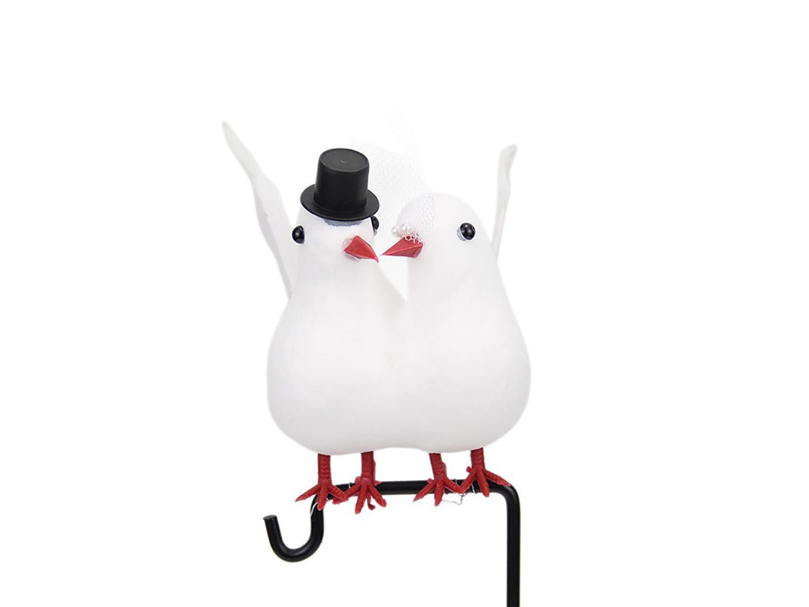 Casal de Pombos Brancos de Simulação para Casamento Decoração com Pena, Ornamento de Modo Mall LAXISCREED